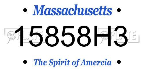 15858H3 Massachusetts License Plate