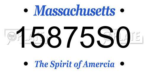 15875S0 Massachusetts License Plate