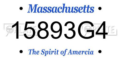 15893G4 Massachusetts License Plate