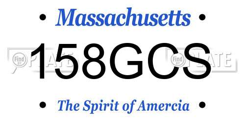 158GCS Massachusetts License Plate