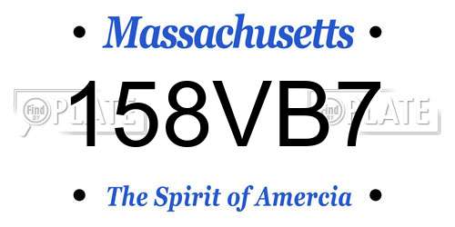 158VB7 Massachusetts License Plate
