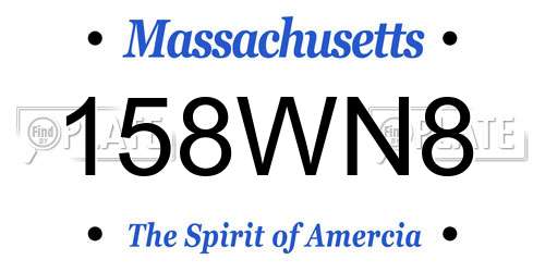 158WN8 Massachusetts License Plate