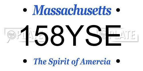 158YSE Massachusetts License Plate