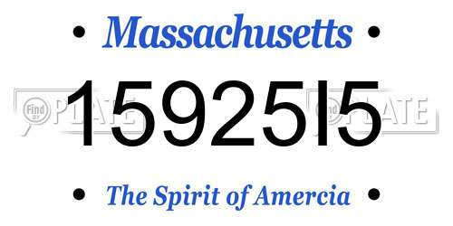 15925I5 Massachusetts License Plate