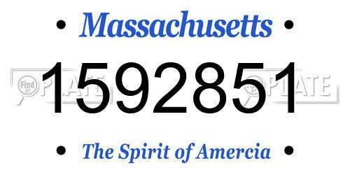 1592851 Massachusetts License Plate