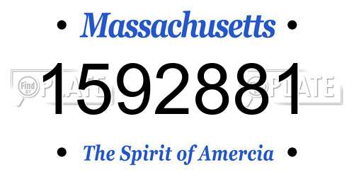 1592881 Massachusetts License Plate