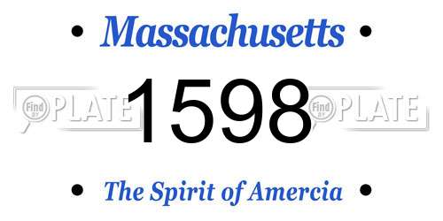 1598 Massachusetts License Plate