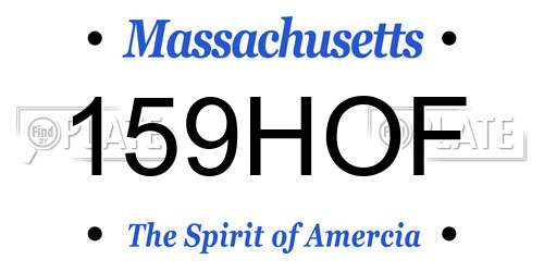 159HOF Massachusetts License Plate