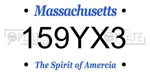 159YX3 Massachusetts License Plate