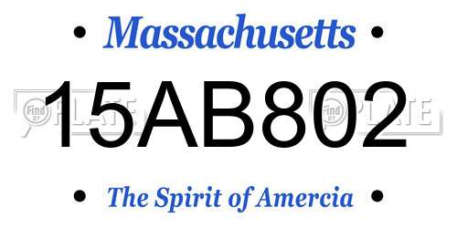 15AB802 Massachusetts License Plate