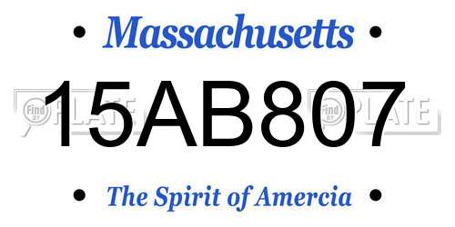 15AB807 Massachusetts License Plate