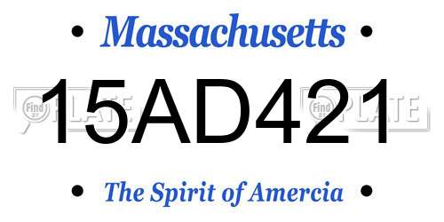 15AD421 Massachusetts License Plate