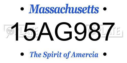15AG987 Massachusetts License Plate