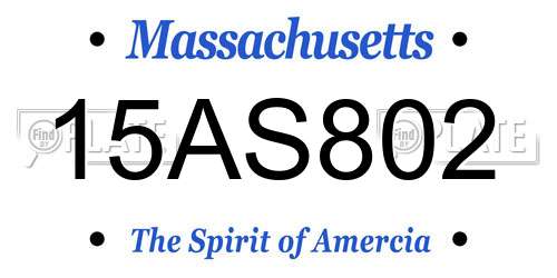 15AS802 Massachusetts License Plate