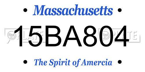 15BA804 Massachusetts License Plate