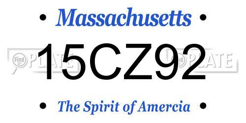 15CZ92 Massachusetts License Plate