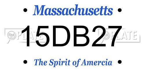 15DB27 Massachusetts License Plate