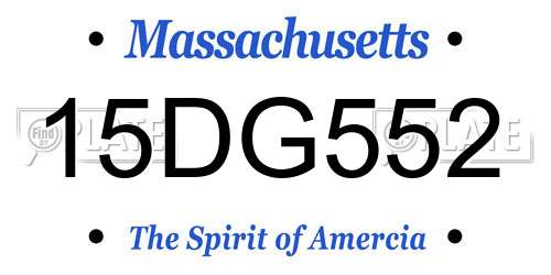 15DG552 Massachusetts License Plate