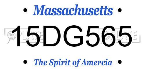 15DG565 Massachusetts License Plate