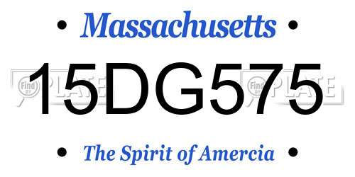 15DG575 Massachusetts License Plate