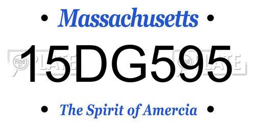 15DG595 Massachusetts License Plate