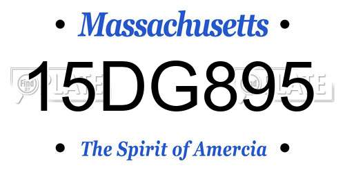15DG895 Massachusetts License Plate