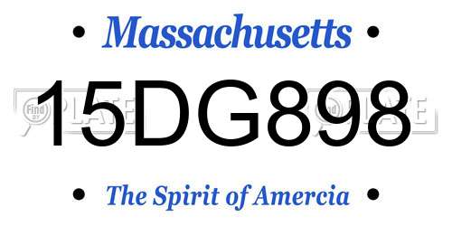 15DG898 Massachusetts License Plate