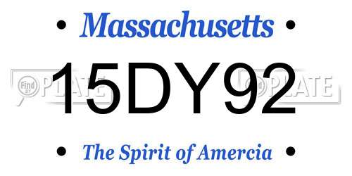 15DY92 Massachusetts License Plate