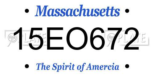 15EO672 Massachusetts License Plate