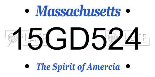 15GD524 Massachusetts License Plate
