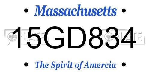 15GD834 Massachusetts License Plate