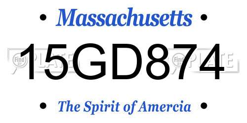 15GD874 Massachusetts License Plate