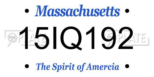 15IQ192 Massachusetts License Plate