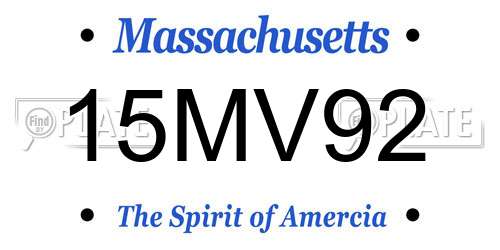 15MV92 Massachusetts License Plate