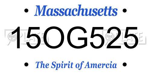 15OG525 Massachusetts License Plate