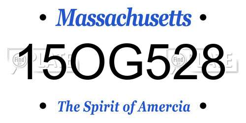 15OG528 Massachusetts License Plate