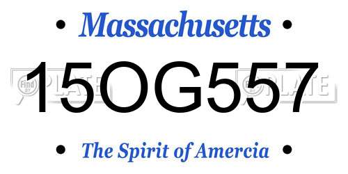 15OG557 Massachusetts License Plate