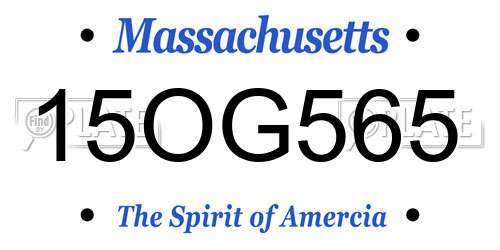 15OG565 Massachusetts License Plate