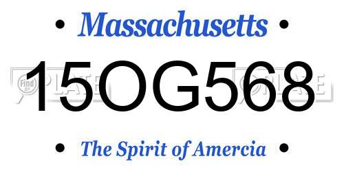 15OG568 Massachusetts License Plate