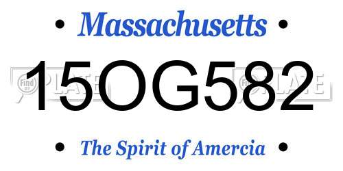 15OG582 Massachusetts License Plate