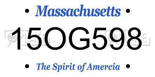 15OG598 Massachusetts License Plate
