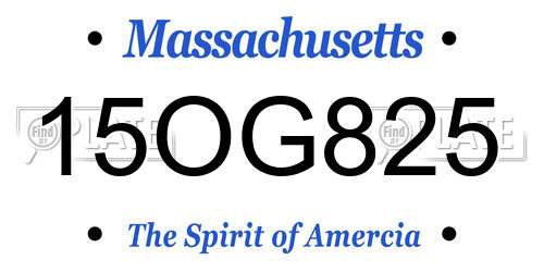 15OG825 Massachusetts License Plate