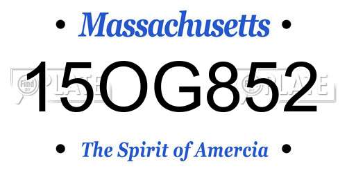 15OG852 Massachusetts License Plate