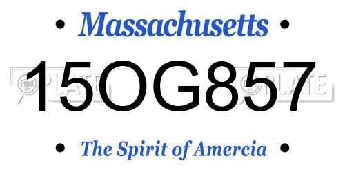 15OG857 Massachusetts License Plate