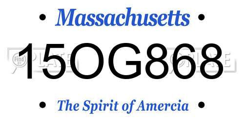 15OG868 Massachusetts License Plate