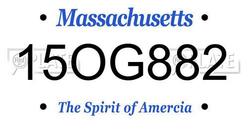15OG882 Massachusetts License Plate