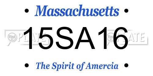 15SA16 Massachusetts License Plate