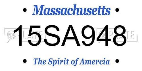 15SA948 Massachusetts License Plate
