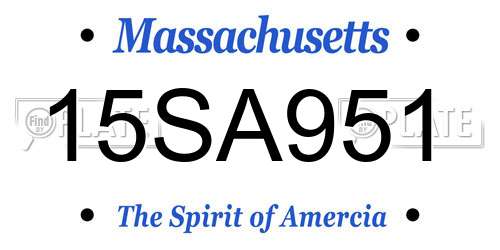 15SA951 Massachusetts License Plate