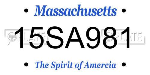 15SA981 Massachusetts License Plate